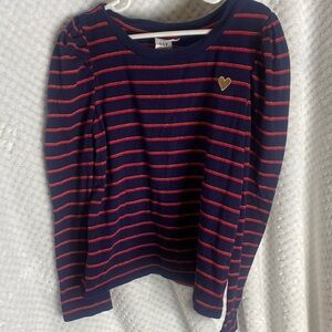 GAP kids Navy blue gold and Red Striped Long Sleeve T shirt